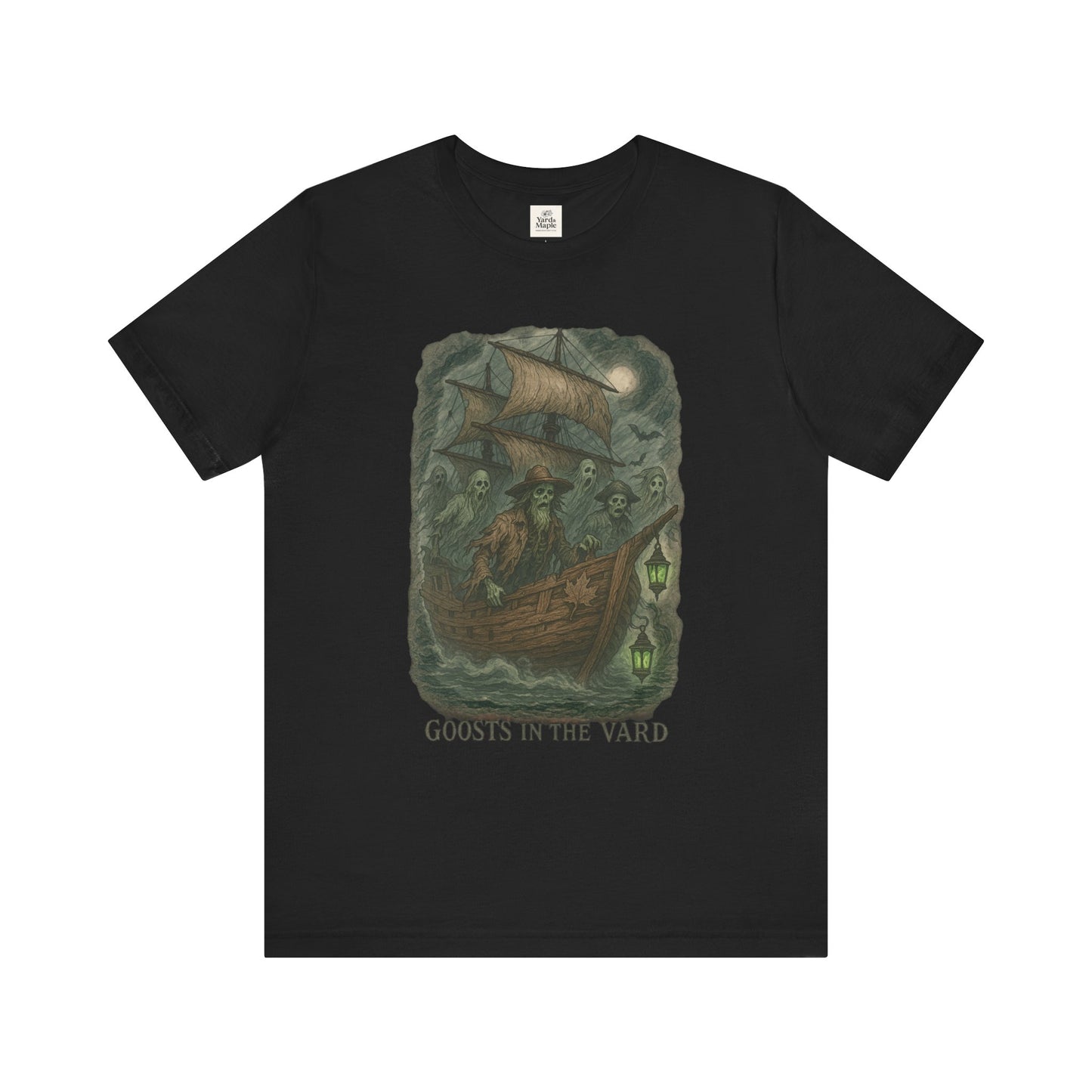 Haunted Ship Short Sleeve Tee - Spooky Halloween T-Shirt, Ghosts in the Yard Design, Unisex Shirt, Perfect for Trick or Treat, Ghost [...]