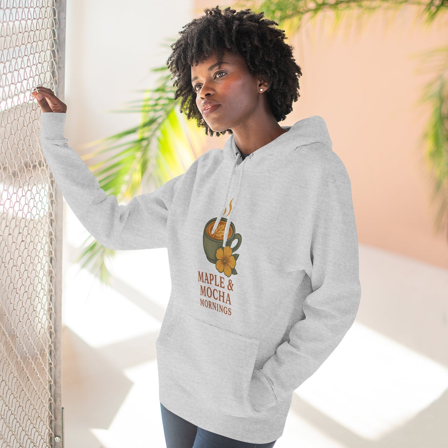 Cozy Maple & Mocha Fleece Hoodie, Perfect for Mornings, Autumn Fashion, Casualwear, Gift for Coffee Lovers