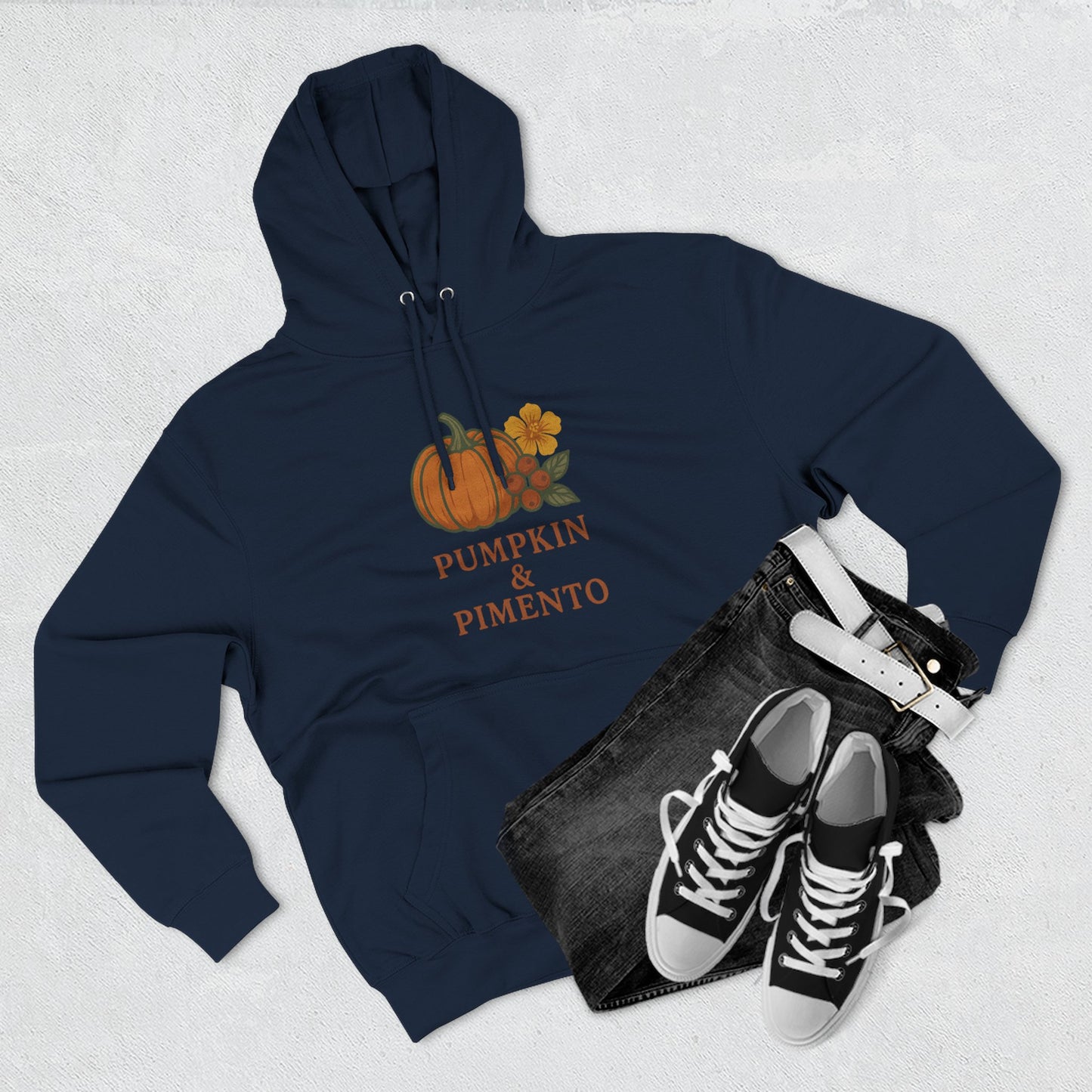 Pumpkin & Pimento Fleece Hoodie | Cozy Fall Sweater, Autumn Fashion, Comfortable Casual Wear, Gift for Pumpkin Lovers, Halloween Apparel