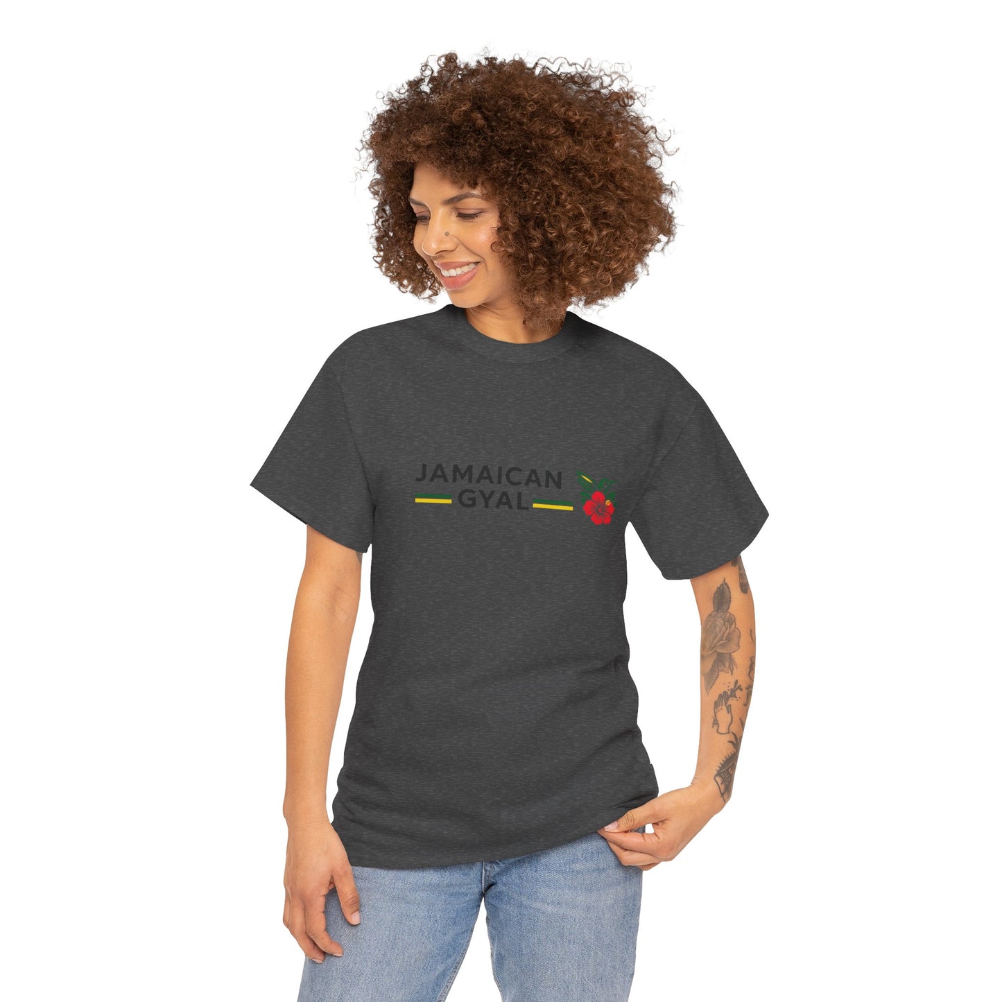 Jamaican Gyal Floral Tee - Caribbean Pride Graphic T-Shirt
