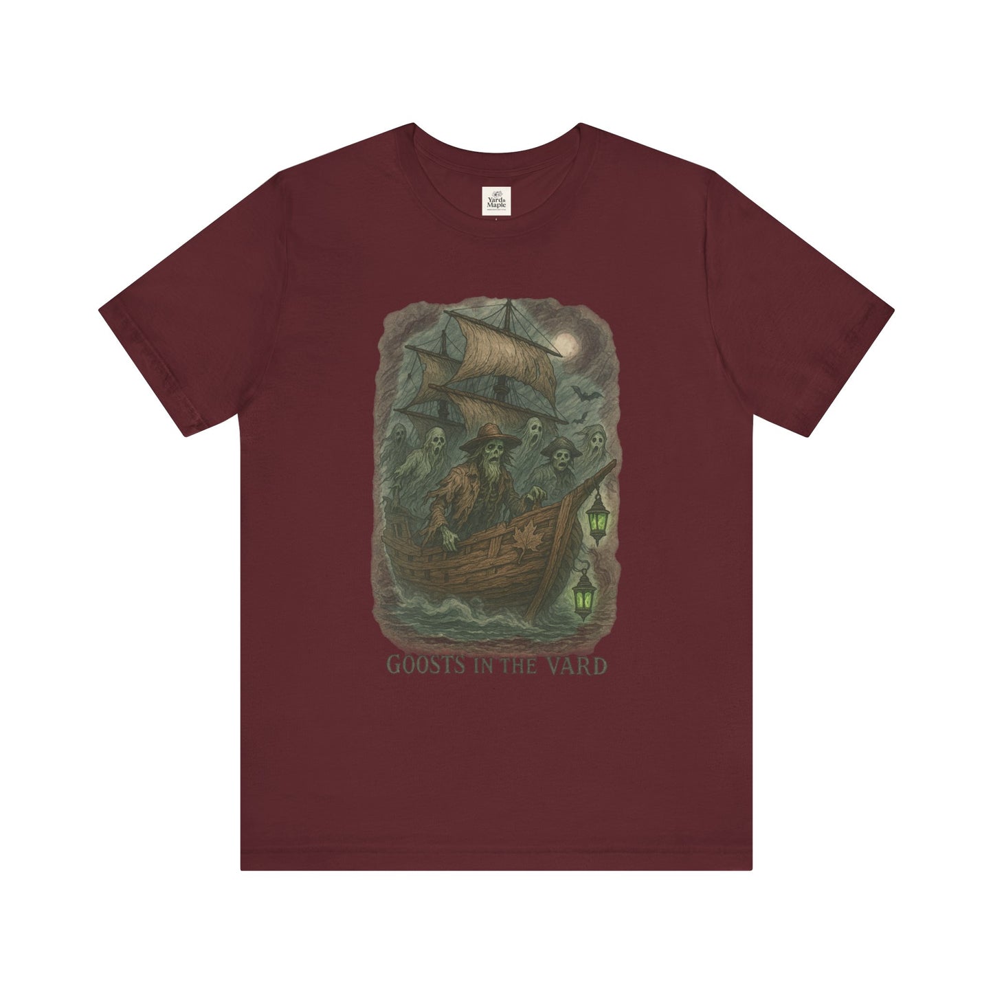 Haunted Ship Short Sleeve Tee - Spooky Halloween T-Shirt, Ghosts in the Yard Design, Unisex Shirt, Perfect for Trick or Treat, Ghost [...]
