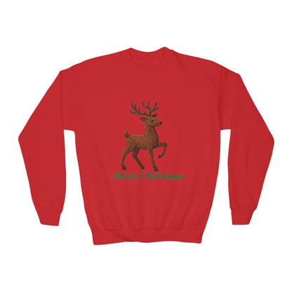 Christmas Reindeer Youth Crewneck Sweatshirt, Holiday Sweater, Winter Fashion, Kids Christmas Gift, Merry Christmas Apparel