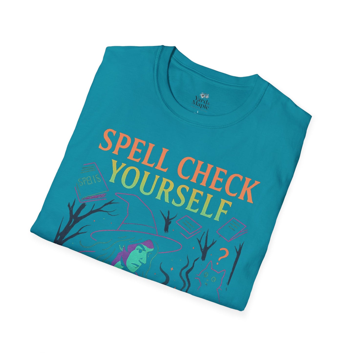 Spell Check Yourself Witchy T-Shirt, Fun Graphic Tee for Witch Lovers, Halloween Shirt, Cozy Casual Wear, Unisex Softstyle Tee