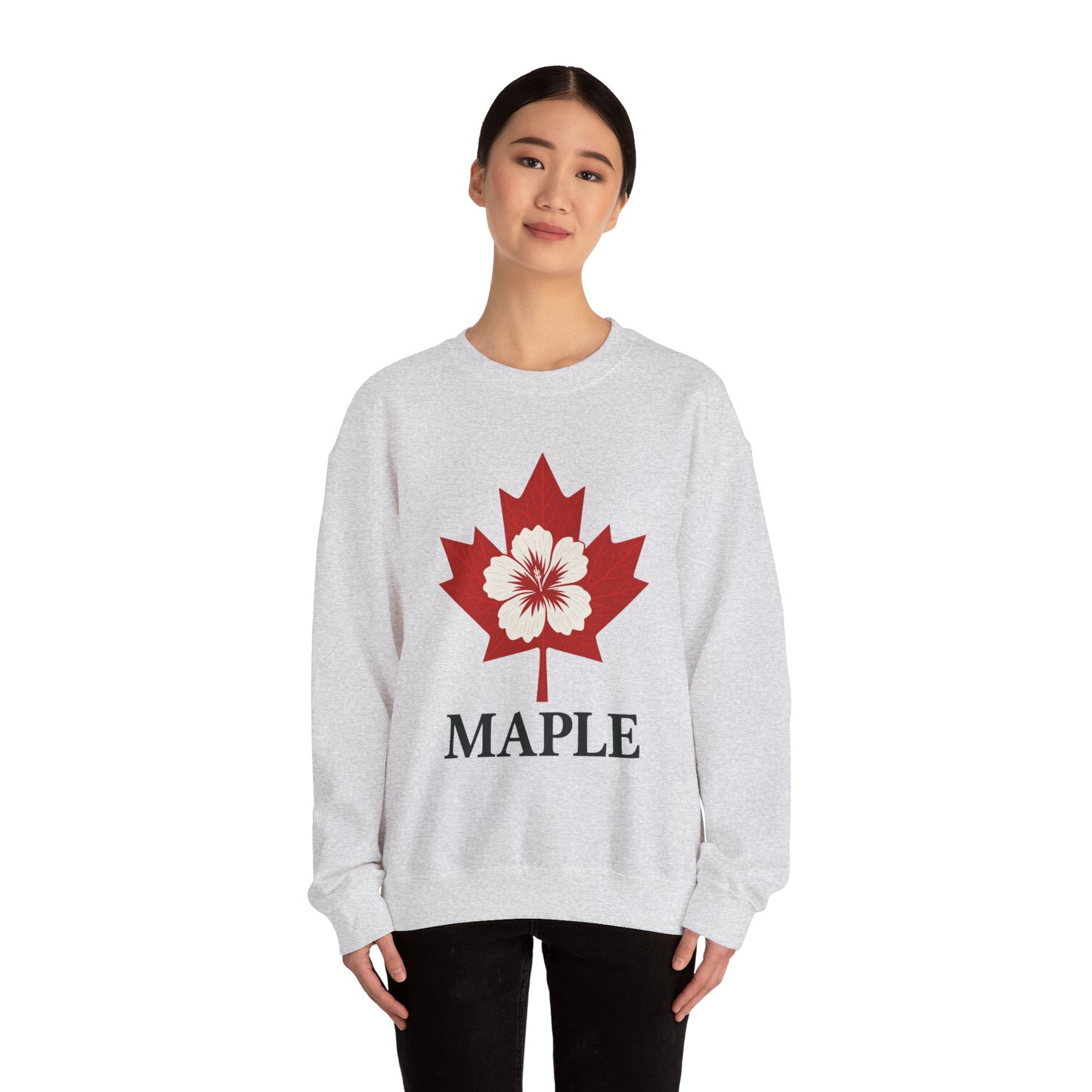 Maple Leaf Crewneck Sweatshirt — Canadian Floral Maple Design