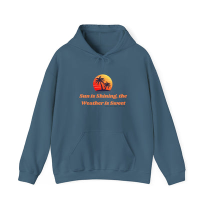 Sunshine Vibes Hoodie: Unisex Heavy Blend Sweatshirt with Tropical Design, Perfect for Summer, Beach Days, Casual Wear, Gifts