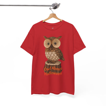 Halloween Owl Tee, Perfect for Fall Celebrations, Unisex Cotton Shirt, Cute Gift for Owl Lovers, Halloween Party Apparel, Fun Autumn Wear