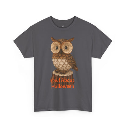 Halloween Owl Tee, Perfect for Fall Celebrations, Unisex Cotton Shirt, Cute Gift for Owl Lovers, Halloween Party Apparel, Fun Autumn Wear