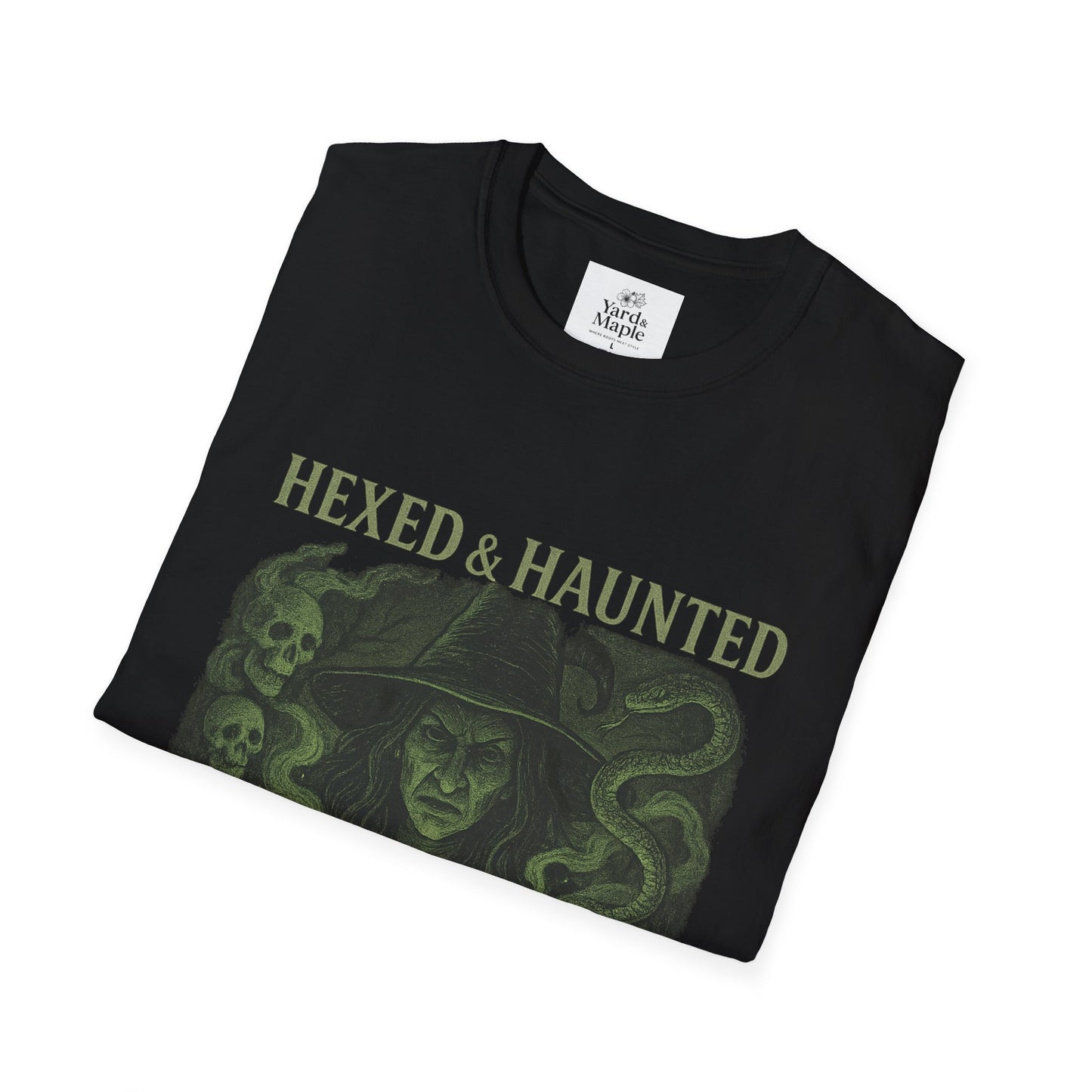 Hexed & Haunted Unisex Softstyle T-Shirt | Witchy Graphic Tee, Halloween Shirt, Spooky Apparel, Unique Gift, Casual Wear