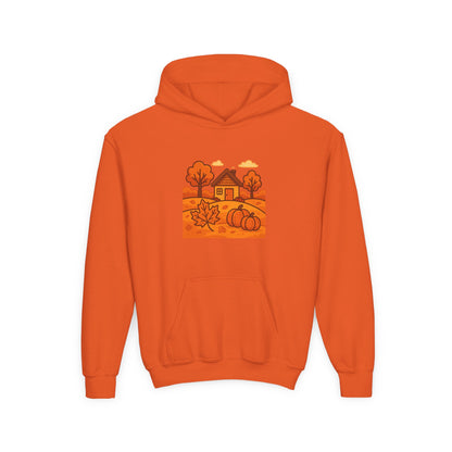 Fall Harvest Youth Sweatshirt, Cozy Hoodie for Autumn, Pumpkin Patch Apparel, Thanksgiving Gift, Outdoor Fun Hoodie