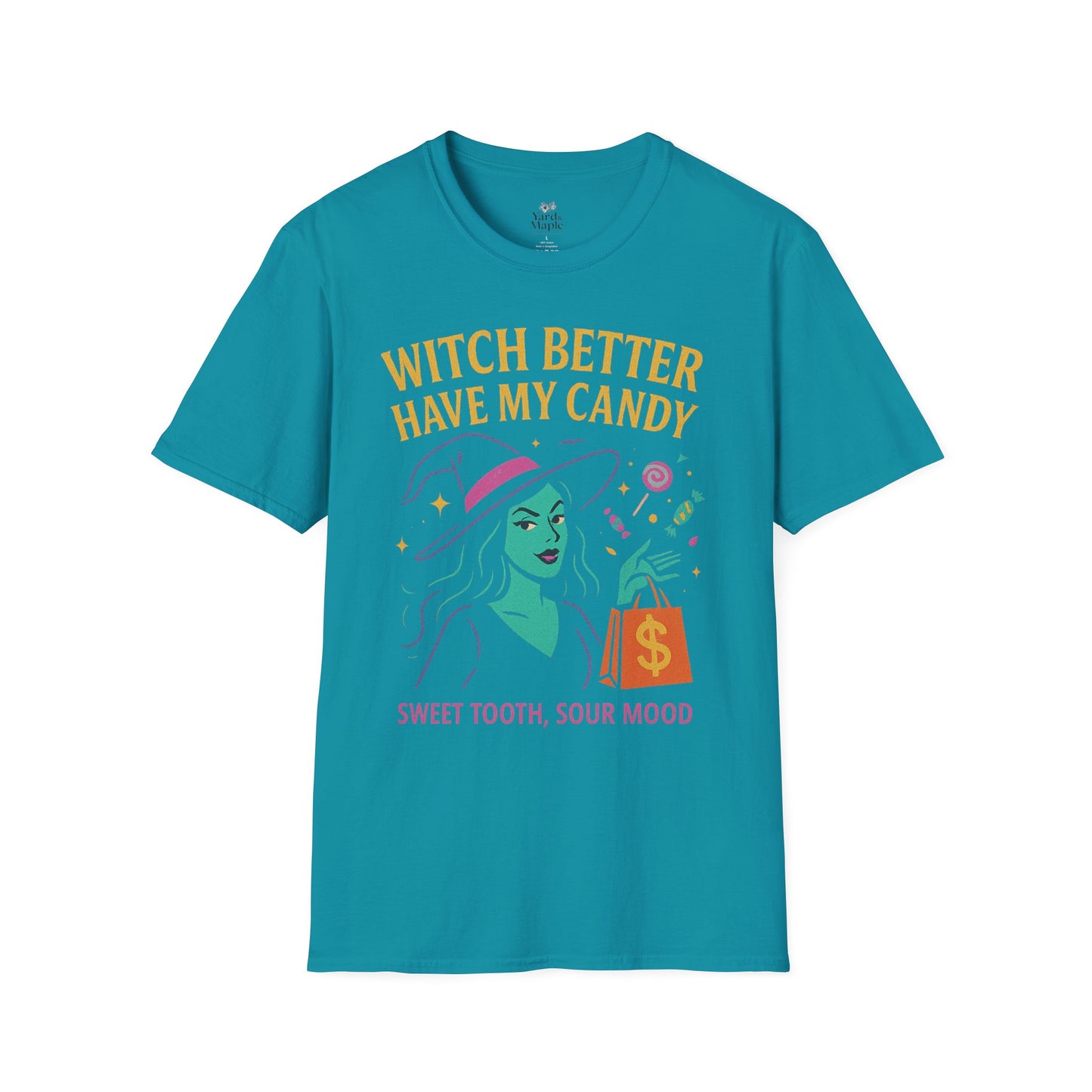 Witchy Candy T-Shirt, Halloween Apparel, Funny Halloween Shirt, Unisex Graphic Tee, Sweet Tooth Gift, Witch Costume Top
