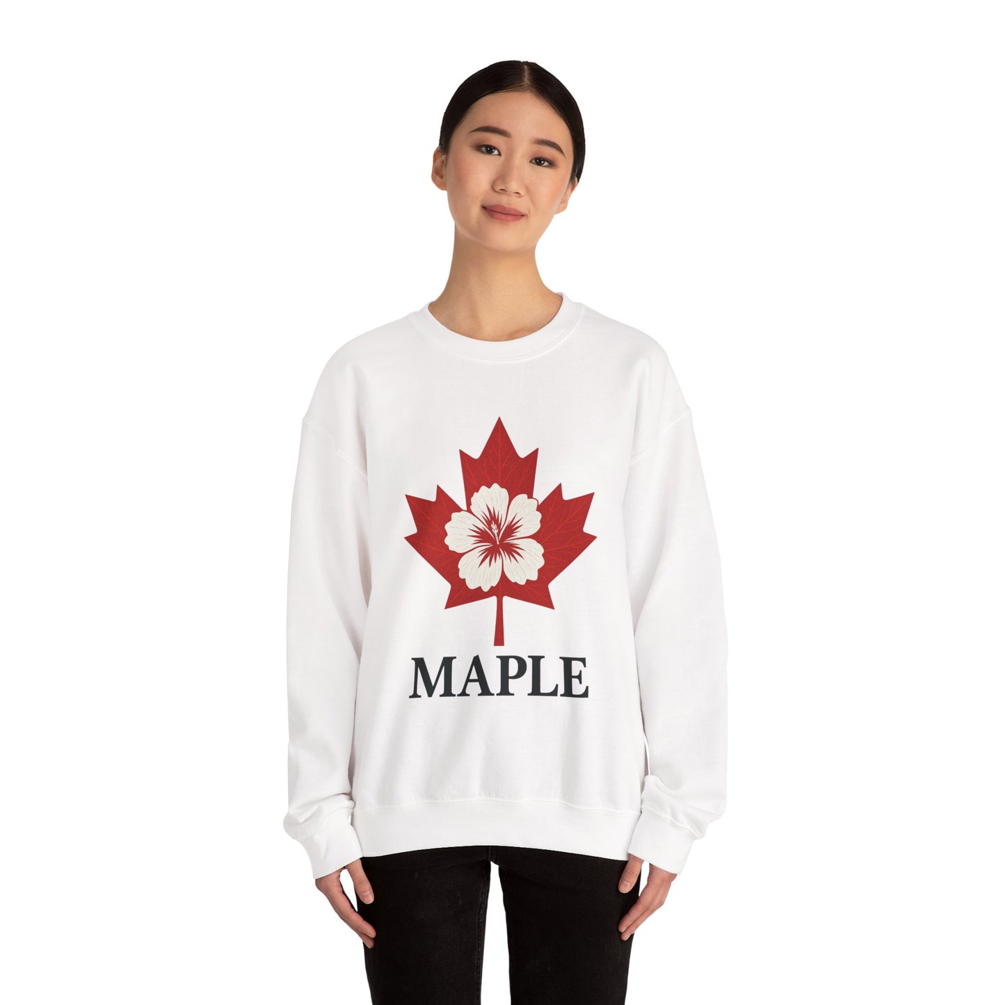 Maple Leaf Crewneck Sweatshirt — Canadian Floral Maple Design