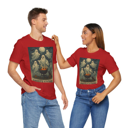 Ghosts in the Yard Tee - Spooky Unisex Short Sleeve Shirt, Halloween Shirt, Ghost Design, Casual Halloween Wear, Gift for Ghost Lovers