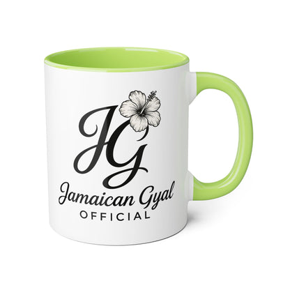Jamaican Gyal Accent Mug, 11oz Coffee Cup, Floral Design, Gift for Her, Caribbean Culture, Tea Mug, Unique Drinkware