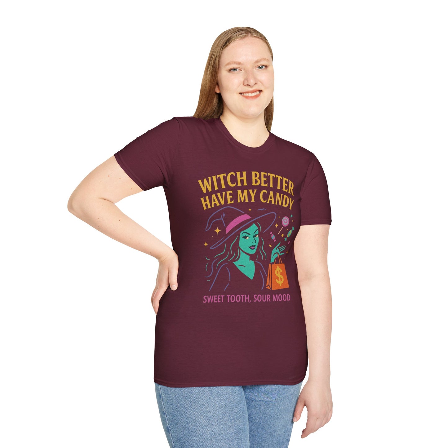 Witchy Candy T-Shirt, Halloween Apparel, Funny Halloween Shirt, Unisex Graphic Tee, Sweet Tooth Gift, Witch Costume Top