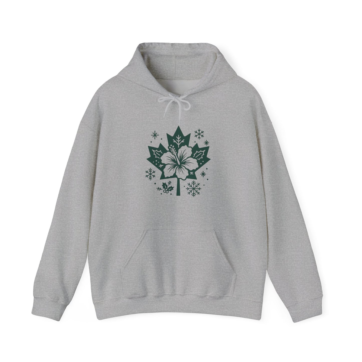 Maple Leaf Poinsettia Hoodie — Winter Floral Holiday Sweatshirt