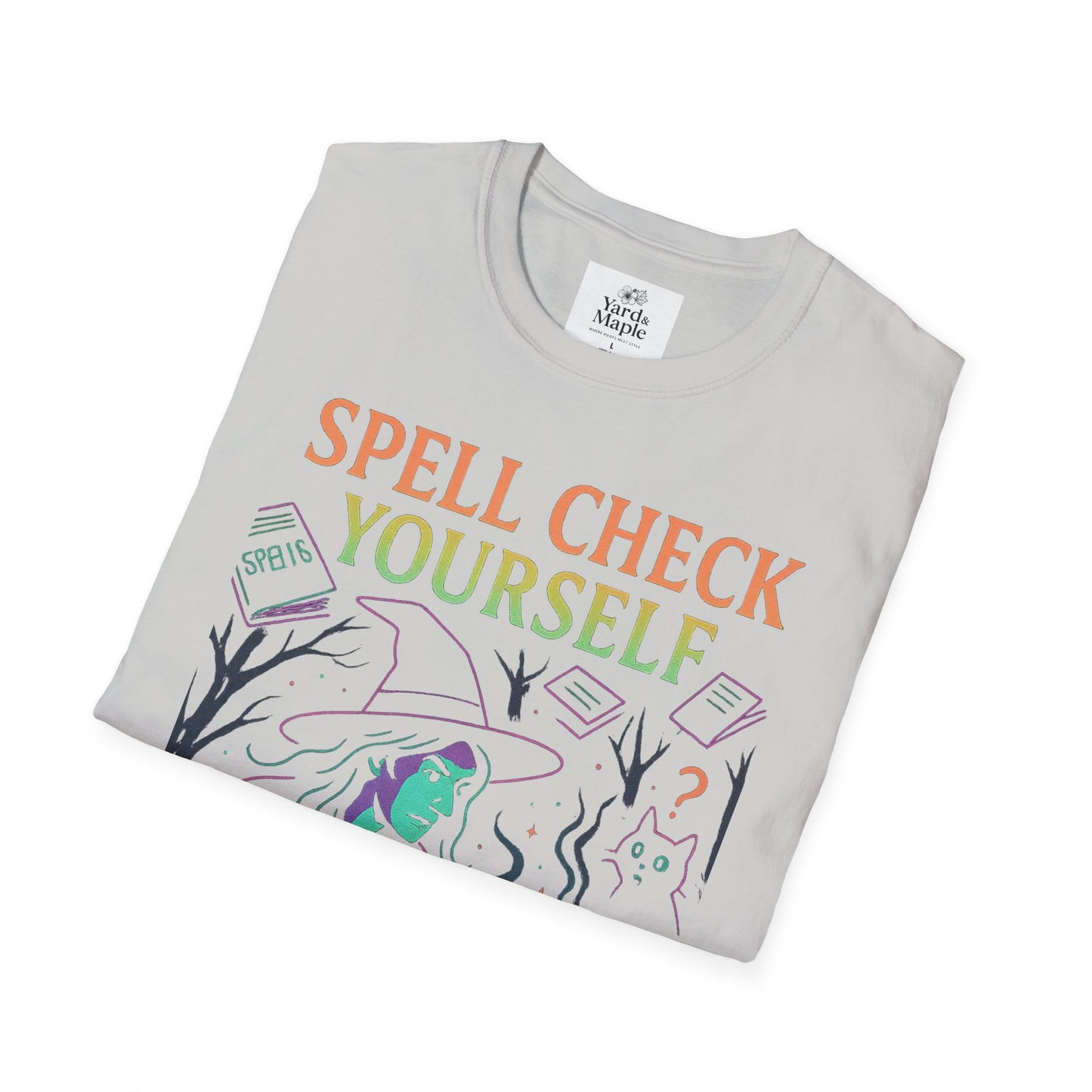 Spell Check Yourself Graphic Tee, Unisex Witch T-Shirt, Halloween Humor Top, Casual Witchy Apparel, Perfect for Spell Lovers