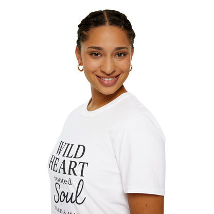 Wild Heart Unisex Softstyle T-Shirt | Inspirational Tee, Gift for Nature Lovers, Casual Wear, Birthday Gift, Boho Style