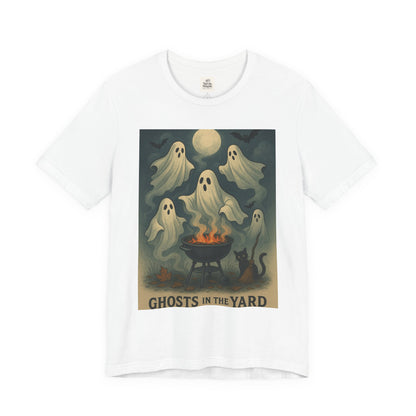 Ghosts in the Yard Tee - Spooky Unisex Short Sleeve Shirt, Halloween Shirt, Ghost Design, Casual Halloween Wear, Gift for Ghost Lovers