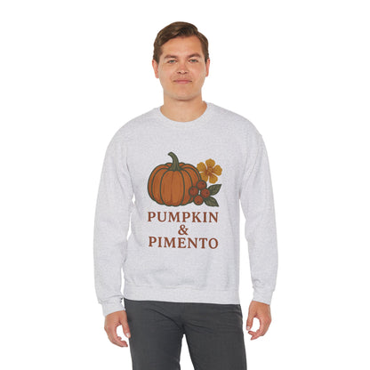 Pumpkin & Pimento Crewneck Sweatshirt, Cozy Fall Sweatshirt, Unisex Autumn Apparel, Thanksgiving Gift, Seasonal Fashion