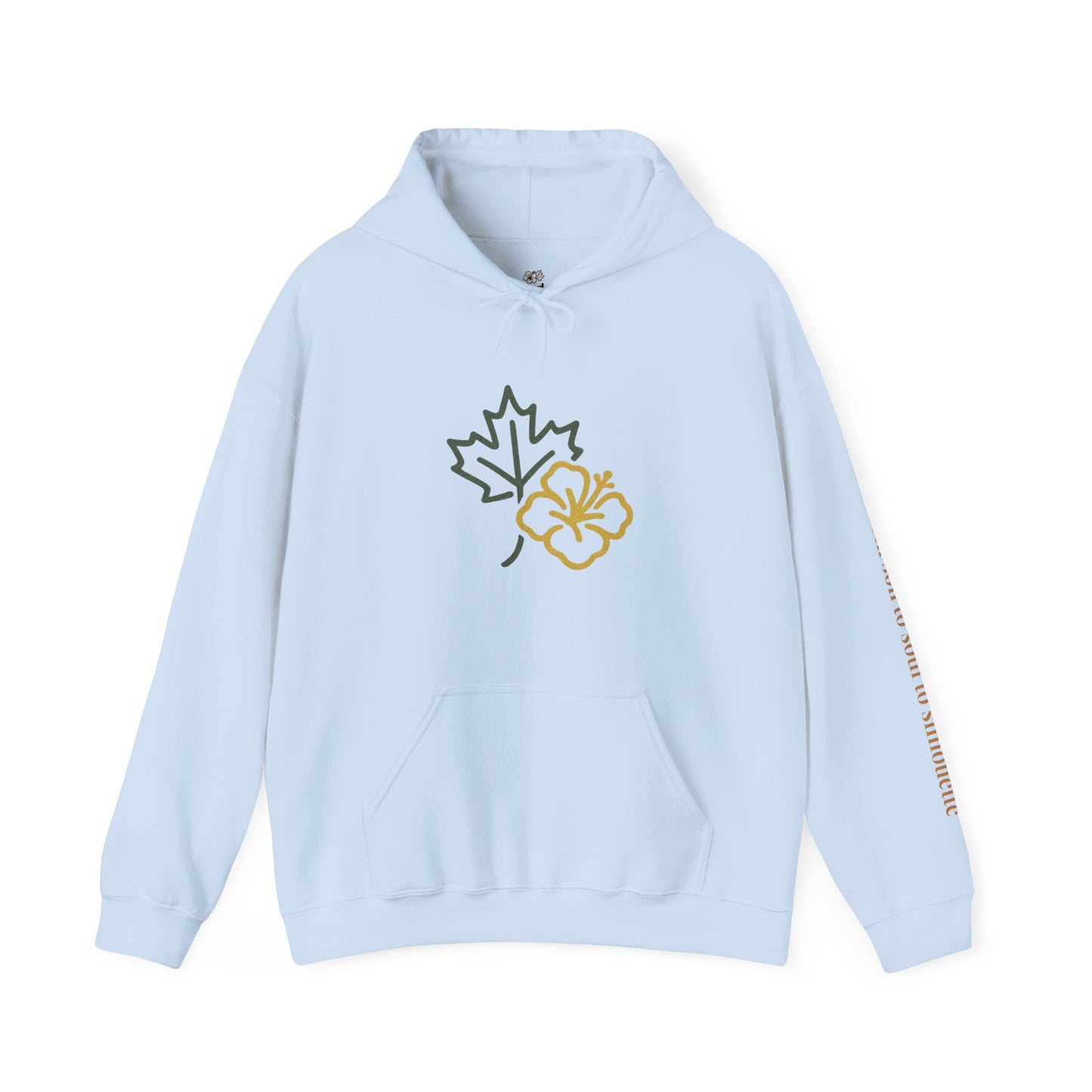 Maple Leaf & Hibiscus Hoodie, Cozy Fall Sweatshirt, Unisex Pullover for Nature Lovers, Perfect Gift for Thanksgiving, Unique Casual Wear