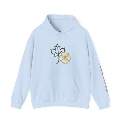 Maple Leaf & Hibiscus Hoodie, Cozy Fall Sweatshirt, Unisex Pullover for Nature Lovers, Perfect Gift for Thanksgiving, Unique Casual Wear