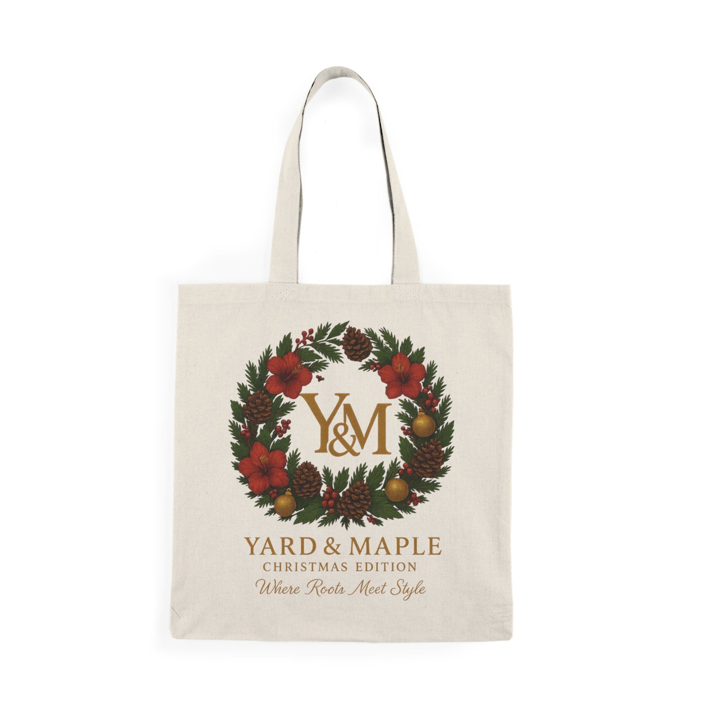 Christmas Floral Tote Bag | Holiday Gift, Eco-Friendly Shopping Bag, Reusable Tote, Seasonal Decoration, Festival Shopping