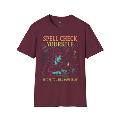 Spell Check Yourself Witchy T-Shirt, Fun Graphic Tee for Witch Lovers, Halloween Shirt, Cozy Casual Wear, Unisex Softstyle Tee