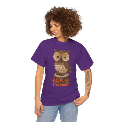 Halloween Owl Tee, Perfect for Fall Celebrations, Unisex Cotton Shirt, Cute Gift for Owl Lovers, Halloween Party Apparel, Fun Autumn Wear