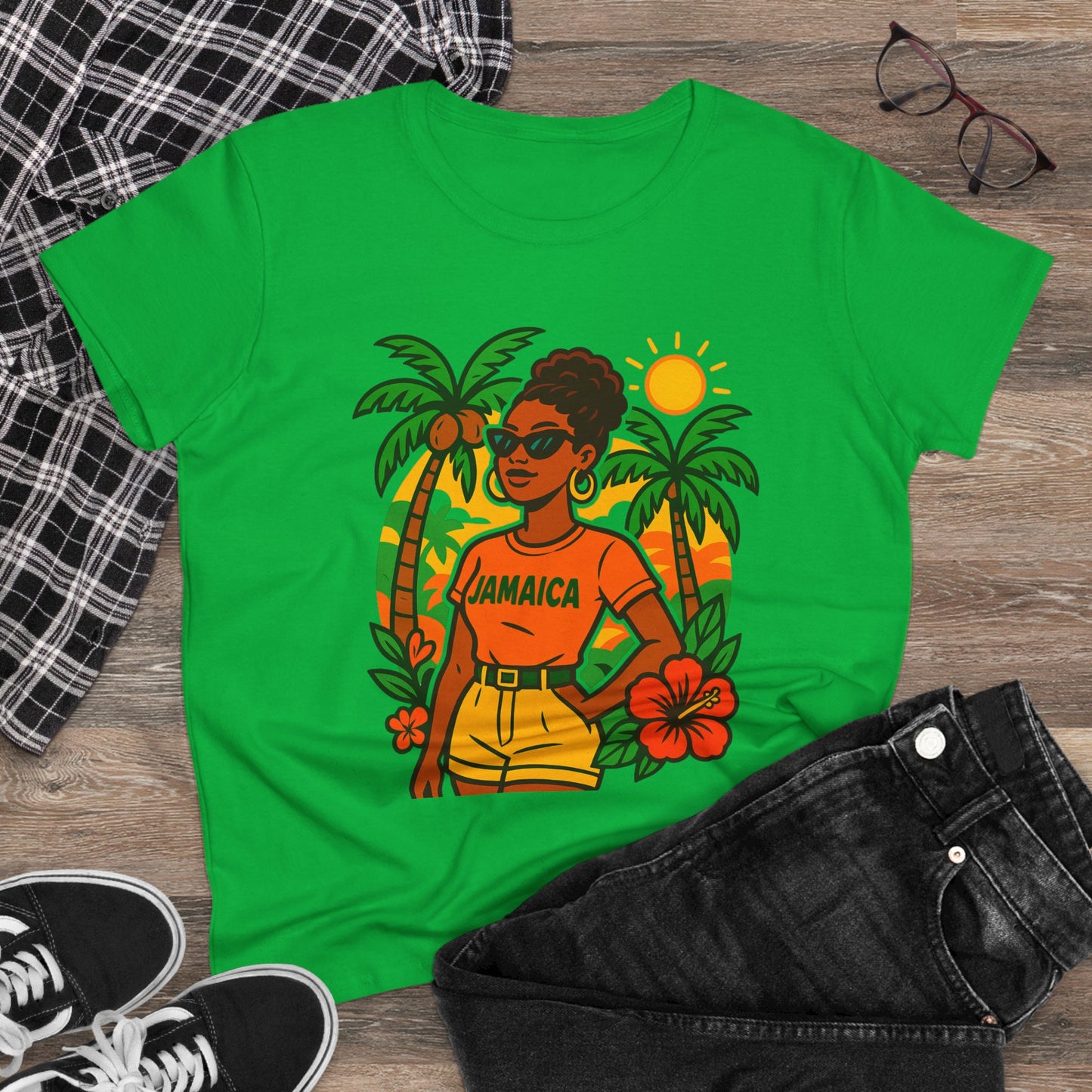 Tropical Vibes Tee, Jamaica Graphic Shirt, Summer Fashion, Vacation Wear, Beach Outfit, Gift for Her