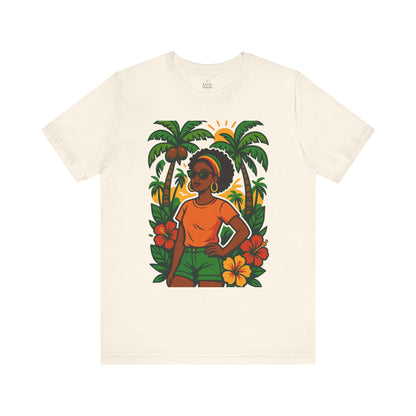 Tropical Vibe Tee, Summer Shirt, Vacation Outfit, Beach Lover Gift, Festival Wear, Floral Graphic T-Shirt