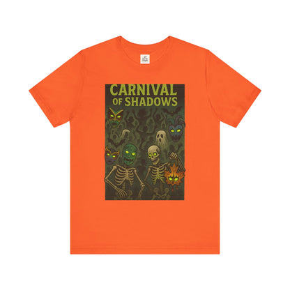 Carnival of Shadows Graphic Tee, Spooky Halloween Shirt, Unisex T-Shirt, Fun Autumn Wear, Perfect for Parties, Horror Lovers Clothing