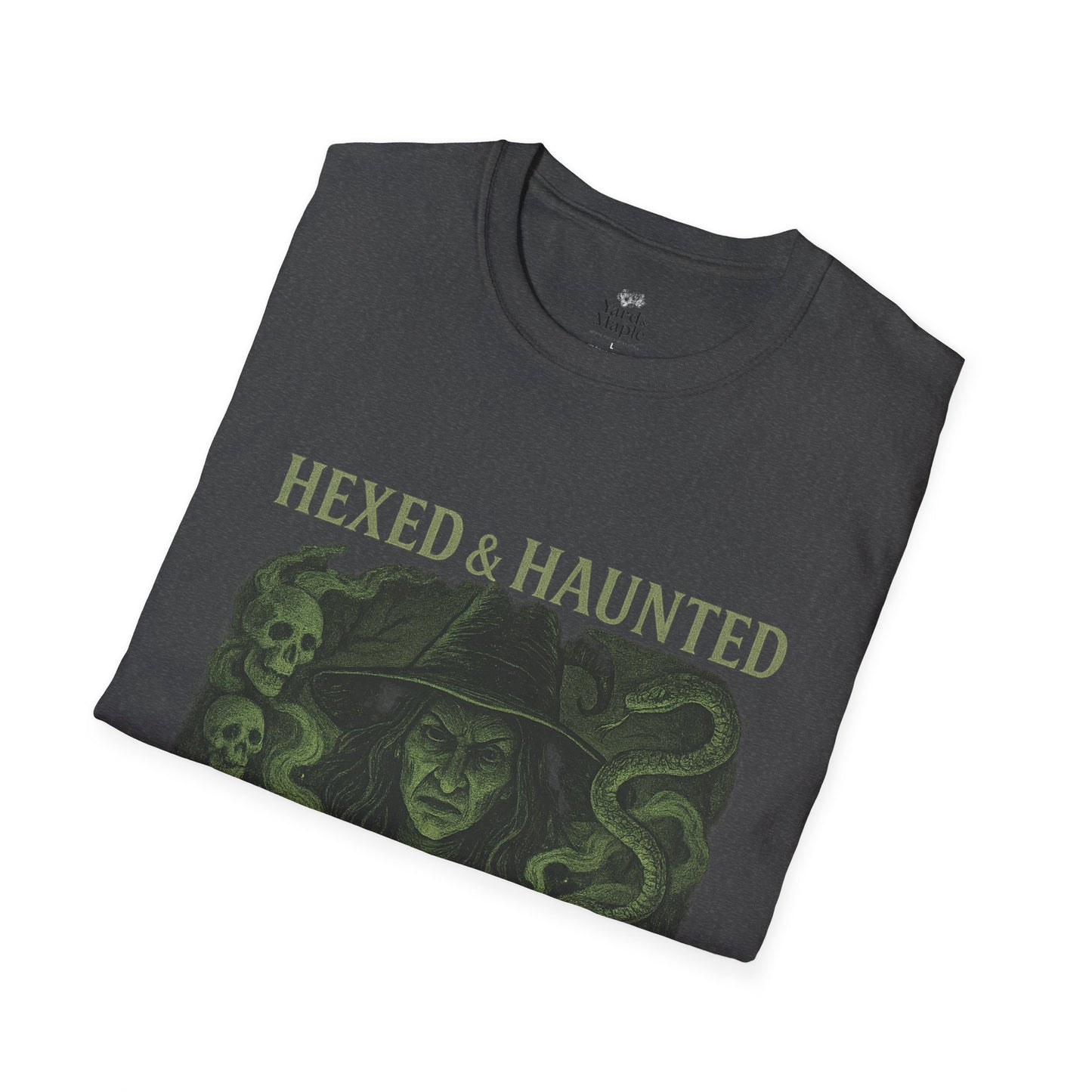 Hexed & Haunted Unisex Softstyle T-Shirt | Witchy Graphic Tee, Halloween Shirt, Spooky Apparel, Unique Gift, Casual Wear