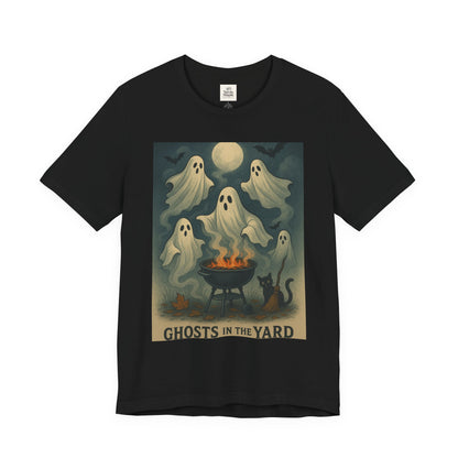 Ghosts in the Yard Tee - Spooky Unisex Short Sleeve Shirt, Halloween Shirt, Ghost Design, Casual Halloween Wear, Gift for Ghost Lovers