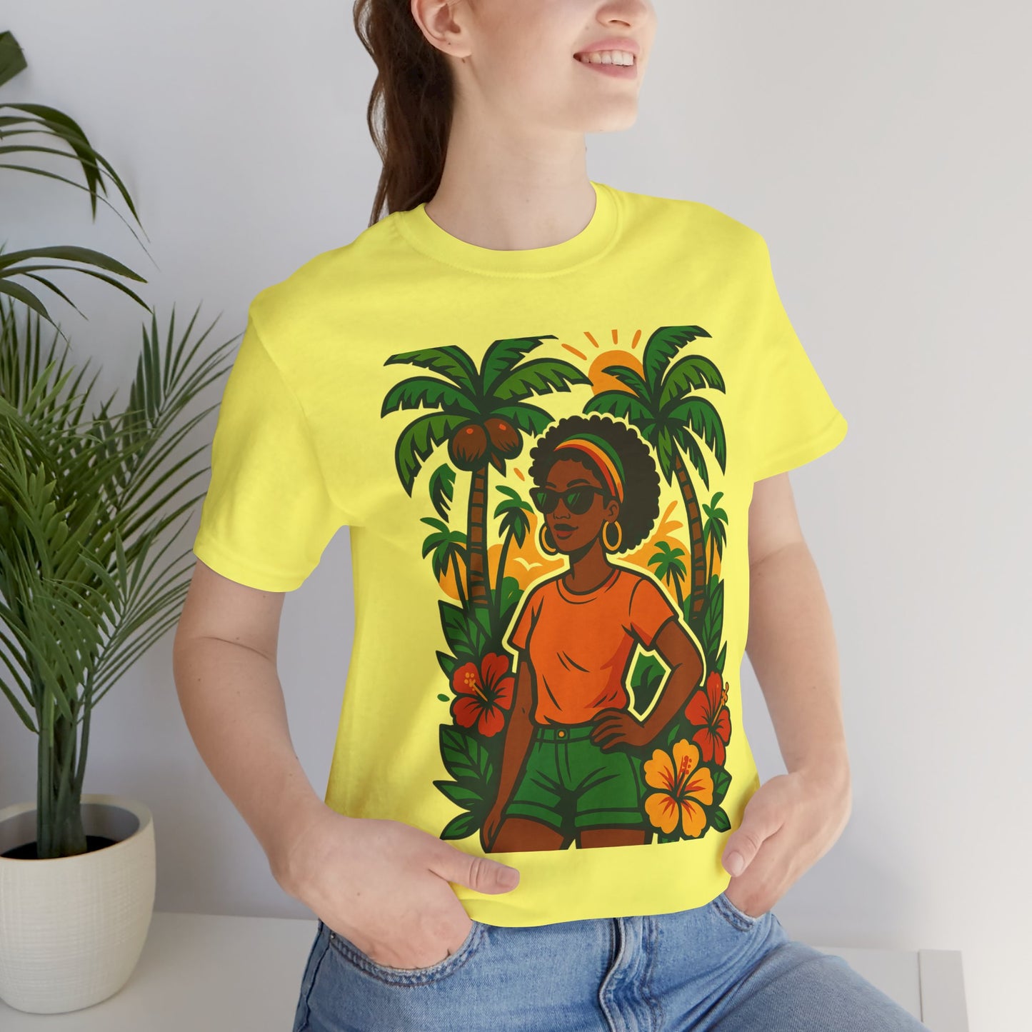 Tropical Vibe Tee, Summer Shirt, Vacation Outfit, Beach Lover Gift, Festival Wear, Floral Graphic T-Shirt