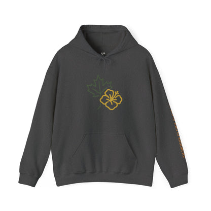 Maple Leaf & Hibiscus Hoodie, Cozy Fall Sweatshirt, Unisex Pullover for Nature Lovers, Perfect Gift for Thanksgiving, Unique Casual Wear