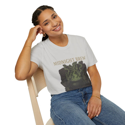 Midnight Brew Unisex T-Shirt, Witchy Tee, Halloween Apparel, Casual Wear, Fun Gift, Cozy Essentials
