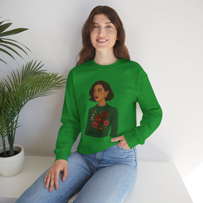 Cozy Holiday Floral Sweatshirt, Unisex Crewneck, Casual Gift, Winter Comfort, Christmas Apparel, Autumn Fashion, Everyday Style