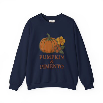 Pumpkin & Pimento Crewneck Sweatshirt, Cozy Fall Sweatshirt, Unisex Autumn Apparel, Thanksgiving Gift, Seasonal Fashion