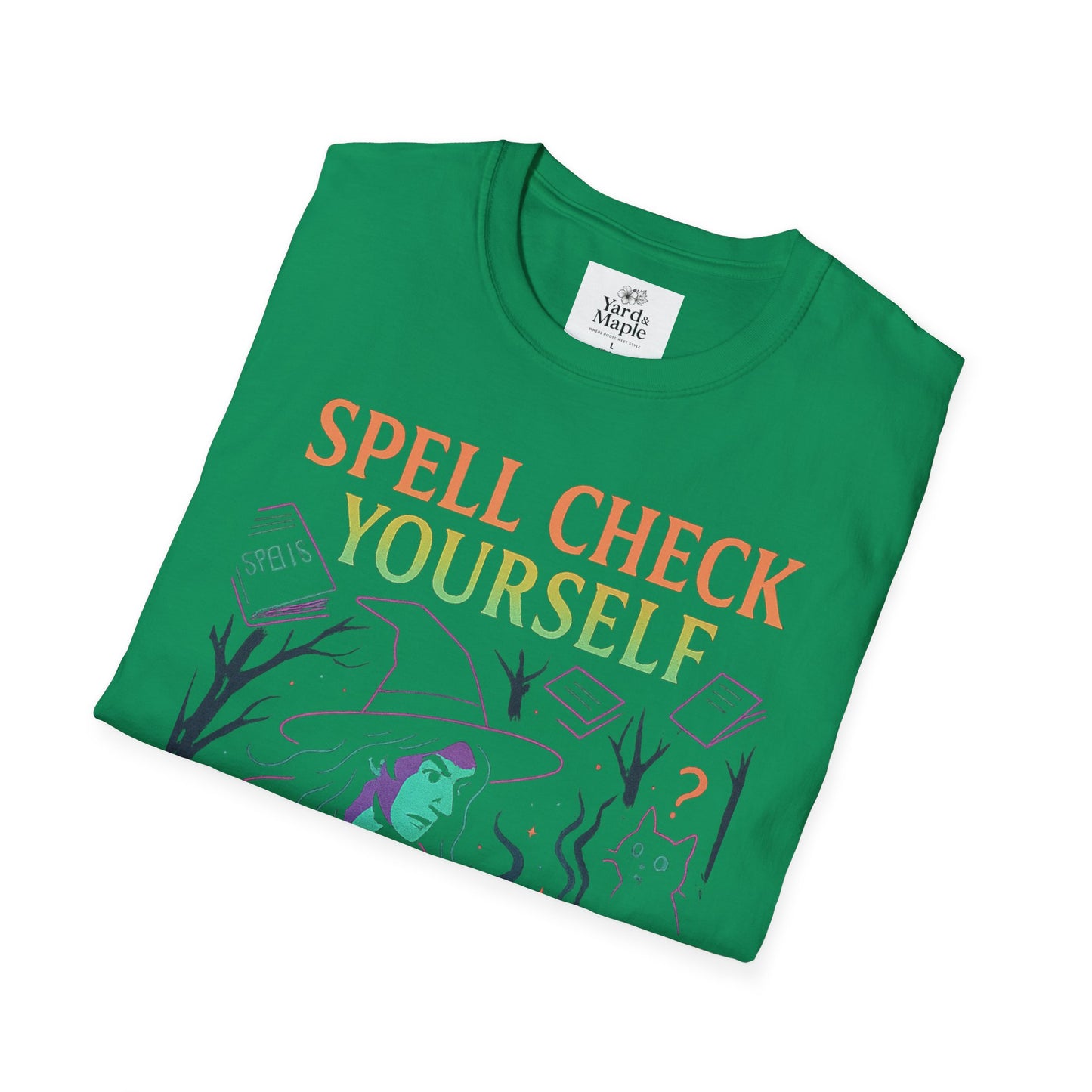 Spell Check Yourself Graphic Tee, Unisex Witch T-Shirt, Halloween Humor Top, Casual Witchy Apparel, Perfect for Spell Lovers