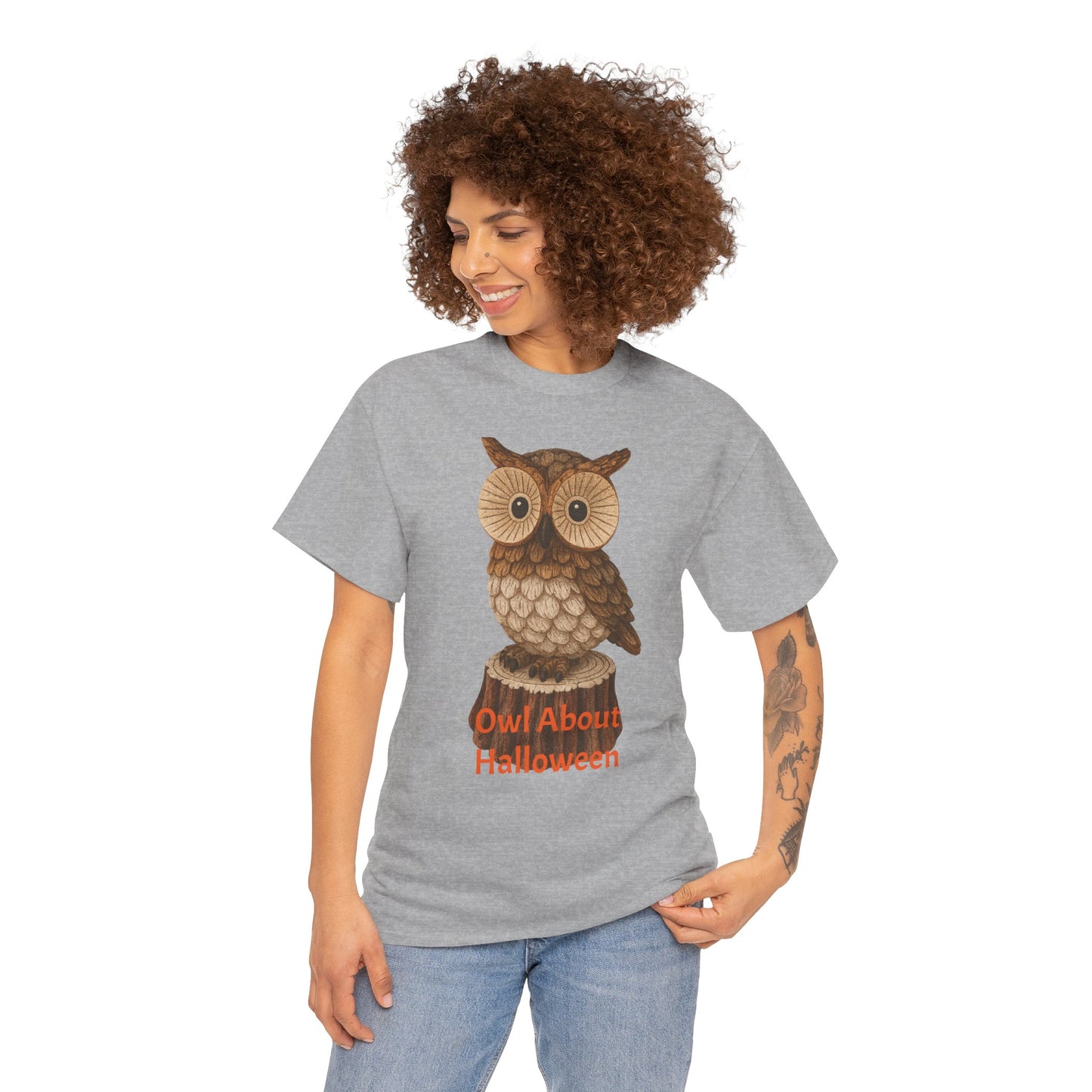 Halloween Owl Tee, Perfect for Fall Celebrations, Unisex Cotton Shirt, Cute Gift for Owl Lovers, Halloween Party Apparel, Fun Autumn Wear