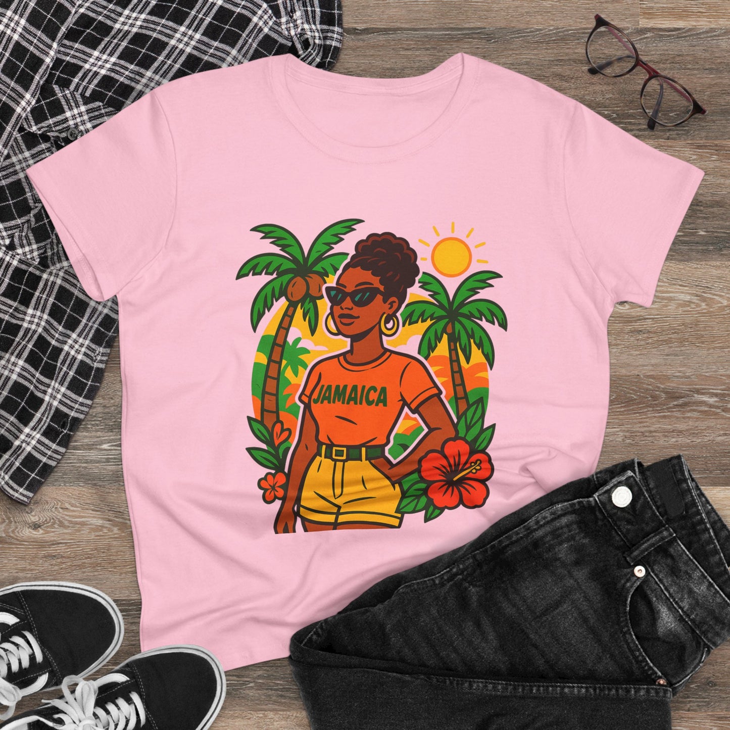 Tropical Vibes Tee, Jamaica Graphic Shirt, Summer Fashion, Vacation Wear, Beach Outfit, Gift for Her