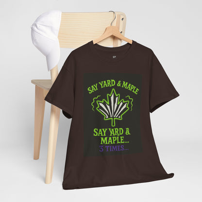 Unisex Heavy Cotton Tee: Say Yard & Maple Graphic T-Shirt, Casual Wear, Gifts for Nature Lovers, Summer Outfits, Eco-Friendly Fashion