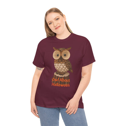 Halloween Owl Tee, Perfect for Fall Celebrations, Unisex Cotton Shirt, Cute Gift for Owl Lovers, Halloween Party Apparel, Fun Autumn Wear
