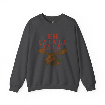 Festive Moose Sweatshirt with 'Eh La La La La La' Design, Cozy Holiday Apparel, Perfect for Christmas, Winter Parties, Gift Idea