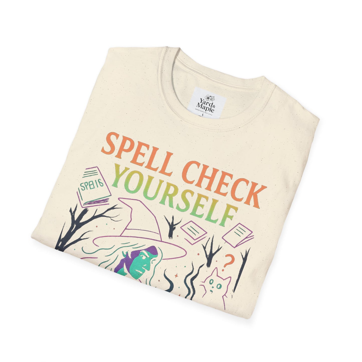 Spell Check Yourself Graphic Tee, Unisex Witch T-Shirt, Halloween Humor Top, Casual Witchy Apparel, Perfect for Spell Lovers