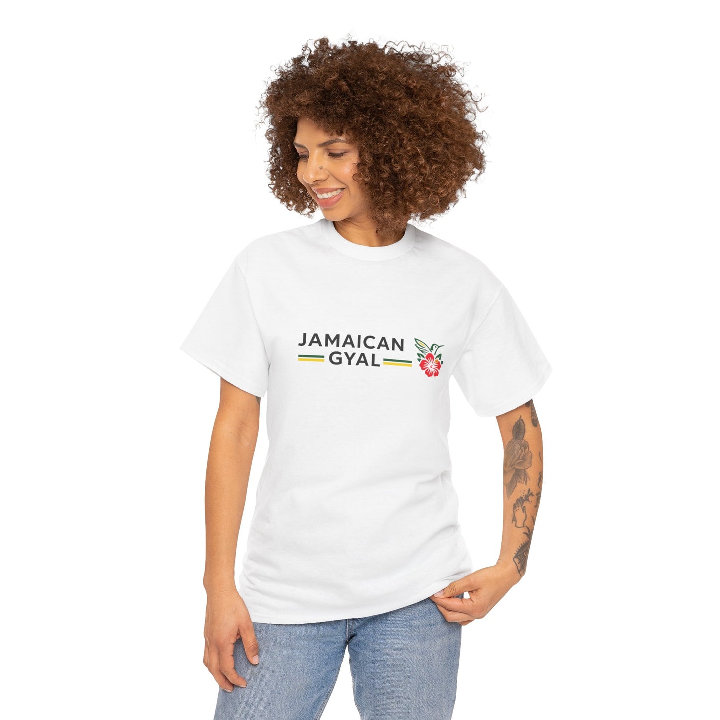 Jamaican Gyal Floral Tee - Caribbean Pride Graphic T-Shirt