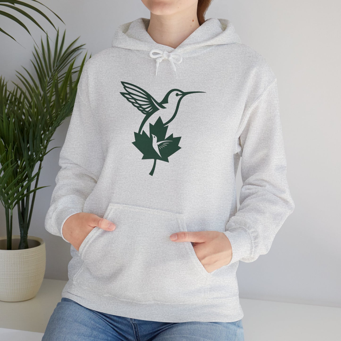 Hummingbird & Maple Leaf Hoodie — Nature-Inspired Cozy Pullover