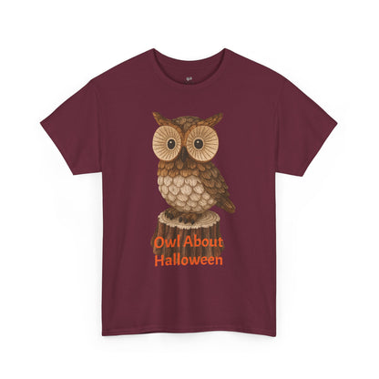 Halloween Owl Tee, Perfect for Fall Celebrations, Unisex Cotton Shirt, Cute Gift for Owl Lovers, Halloween Party Apparel, Fun Autumn Wear