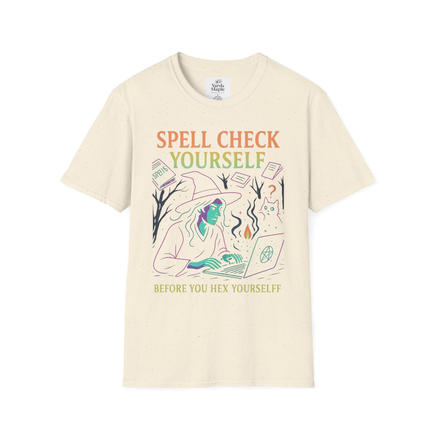 Spell Check Yourself Graphic Tee, Unisex Witch T-Shirt, Halloween Humor Top, Casual Witchy Apparel, Perfect for Spell Lovers