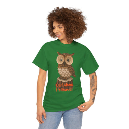 Halloween Owl Tee, Perfect for Fall Celebrations, Unisex Cotton Shirt, Cute Gift for Owl Lovers, Halloween Party Apparel, Fun Autumn Wear